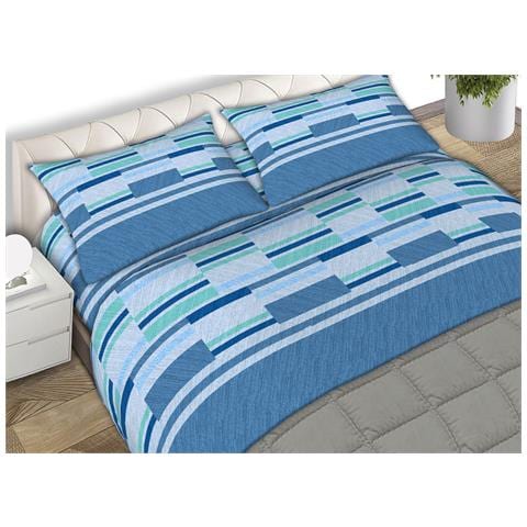 BIANCHERIAWEB - Completo Lenzuola 100% Cotone Made Italy Fantasia Line C N 1 Piazza E Mezza Azzurro 8056710493818