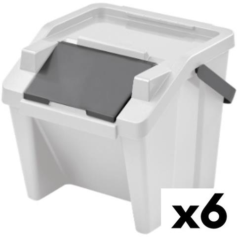 Secchio Per Raccolta Differenziata Tontarelli Moda Impilabile 28 L Bianco (6 Unità) - Foto 1