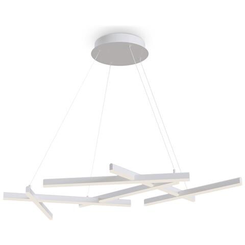 Lampadario A Sospensione Moderno Line Alluminio Bianco 6 Luci Led 79w - Foto 1