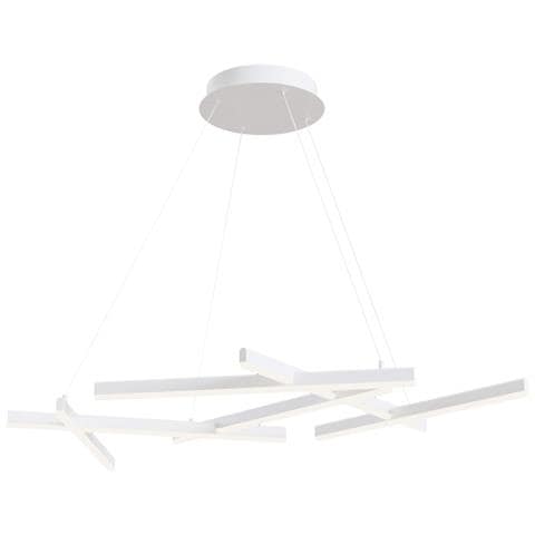 Lampadario A Sospensione Moderno Line Alluminio Bianco 6 Luci Led 79w - Foto 2