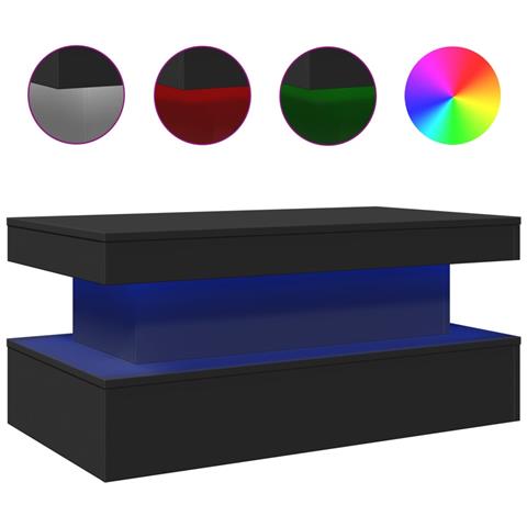 Tavolino Da Soggiorno Con Luci Led Nero 90x50x40 Cm - Foto 2