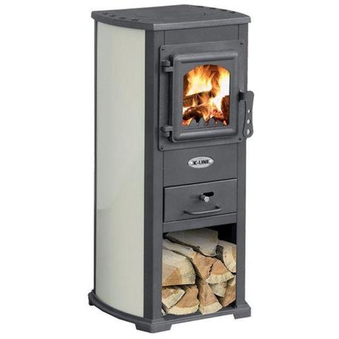 Stufa A Legna Con Struttura In Acciaio E Vano Porta Legna 5,3 Kw Karma - Beige - Foto 1