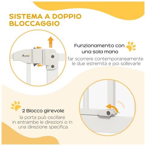 Cancellino Per Cani Estensibile Senza Viti Regolabile Da 74-100 Cm Alto 78 Cm In Metallo, Bianco - Foto 1