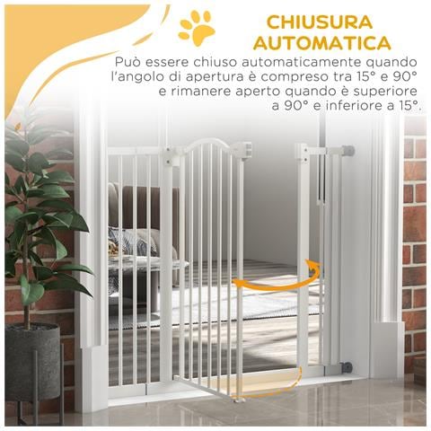 Cancellino Per Cani Estensibile Senza Viti Regolabile Da 74-100 Cm Alto 78 Cm In Metallo, Bianco - Foto 6