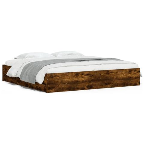 Giroletto Con Cassetti Rovere Fumo 160x200 Cm Legno Multistrato - Foto 2