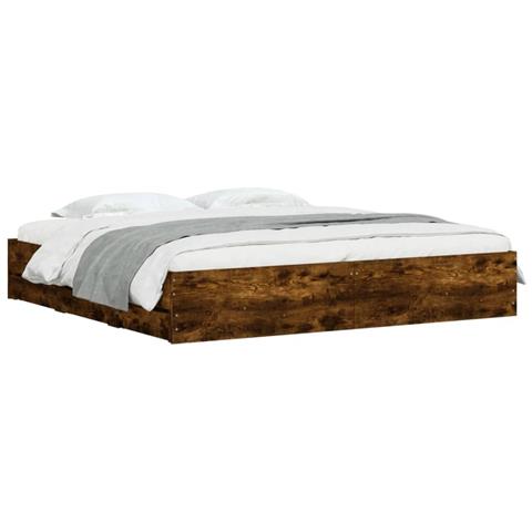 Giroletto Con Cassetti Rovere Fumo 160x200 Cm Legno Multistrato - Foto 3