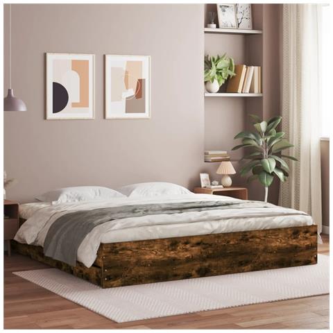 Giroletto Con Cassetti Rovere Fumo 160x200 Cm Legno Multistrato - Foto 1