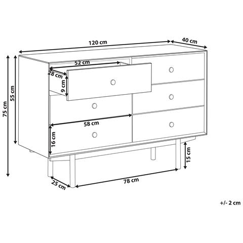 Cassettiera 6 Cassetti Nero Alcester - Foto 7
