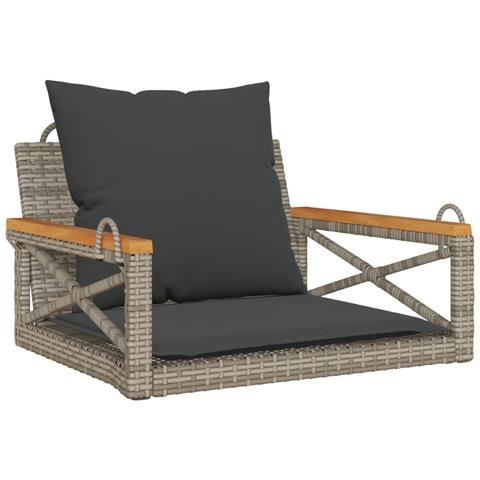 Panchina Dondolo con Cuscini Grigia 63x62x40 cm in Polyrattan - Foto 1