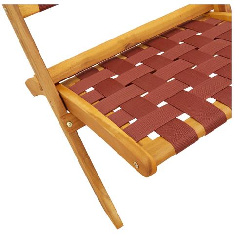 Sedie Pieghevoli Giardino 2pz con Tavolino Rosse Legno Massello - Foto 2