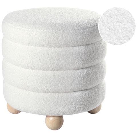 Pouf Chilly Bouclé Bianco Sporco - Foto 2