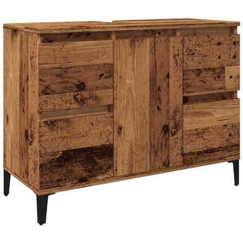 Mobile Lavabo Legno Antico 80x33x60 Cm In Legno Multistrato - Foto 2