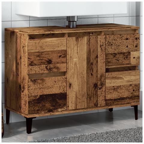 Mobile Lavabo Legno Antico 80x33x60 Cm In Legno Multistrato - Foto 1