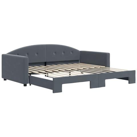 Divano Letto Con Letto Estraibile Grigio Scuro 100x200 Velluto - Foto 2