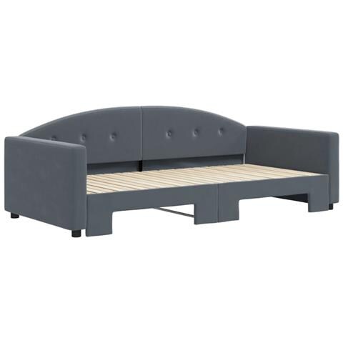 Divano Letto Con Letto Estraibile Grigio Scuro 100x200 Velluto - Foto 3