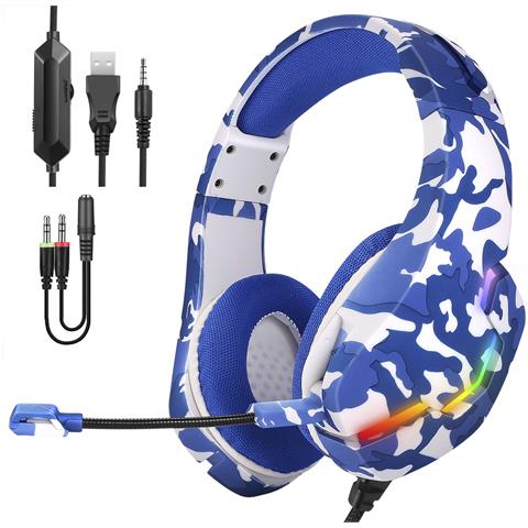 Cuffie J10 Ultra-flexible Premium .13 Luci Full Rgb. Cuffie Da Gaming Con Microfono, Connessione Minijack Per Pc, Laptop, Ps4, Xbox One, Mobile, Tablet. - Foto 1