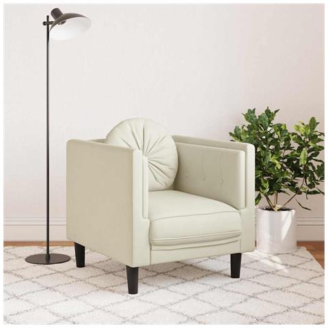 Lusso Casadino -  Poltrona Con Cuscino Crema In Velluto - Foto 2