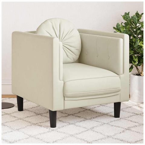 Lusso Casadino -  Poltrona Con Cuscino Crema In Velluto - Foto 8