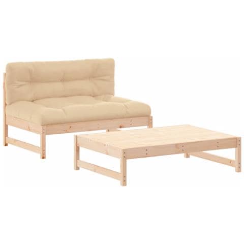 Set Divani da Giardino 2 pz con Cuscini in Legno Massello - Foto 1