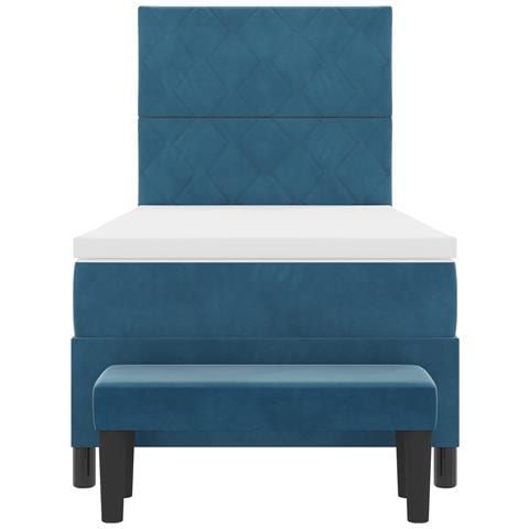 Letto a Rete con Materasso e Panchina Blu Scuro 90x200 cm Velluto - Foto 9