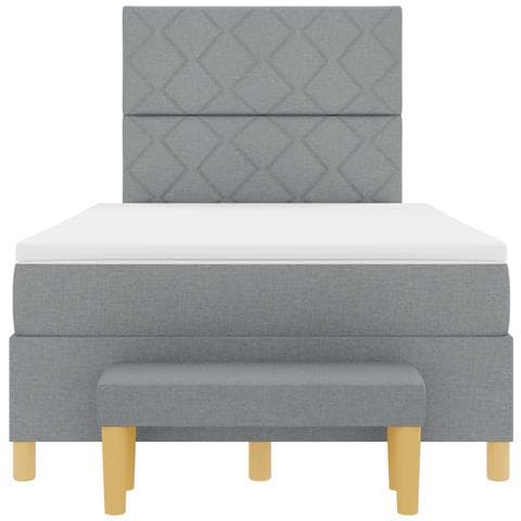 Letto con Box Spring e Materasso + Panca Grigio Chiaro 120x190 cm Tessuto - Foto 9