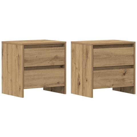 Comodino 2 pcs Rovere Artigianale 45x34x44,5 cm Legno Ingegnerizzato - Foto 1