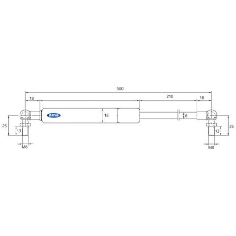Molla A Gas Estensione Max 500mm 350n 2 Terminali A Sfera - Foto 2