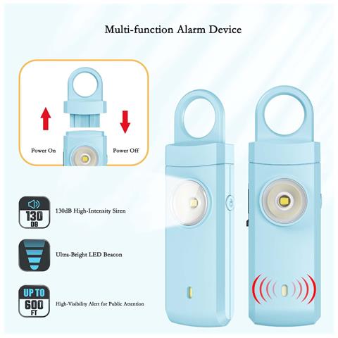 Allarme Di Sicurezza Personale Ricaricabile 130db Con Luce Led - Bianco - Foto 2