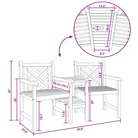 Sedie da Esterno Marrone 152 x 63 x 89 cm - Foto 9