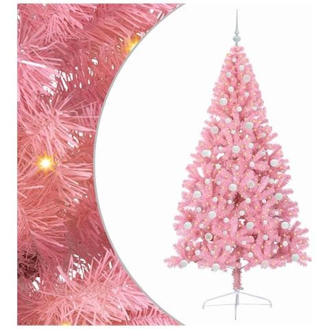 Albero di Natale artificiale con luci integrate Rosa 210 cm PVC - Foto 1