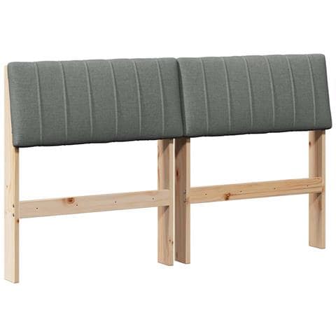 Testiera imbottita Grigio scuro 135 cm Pino massello - Foto 1