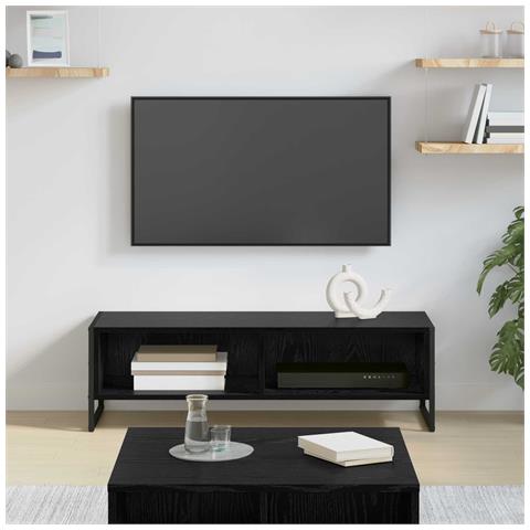 Mobile TV Rovere Nero 100 x 36.5 x 30.5 cm Legno multistrato - Foto 2