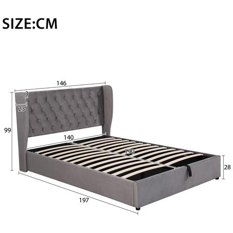 Letto Minimalista In Velluto Grigio Con Cassa Letto - Foto 2