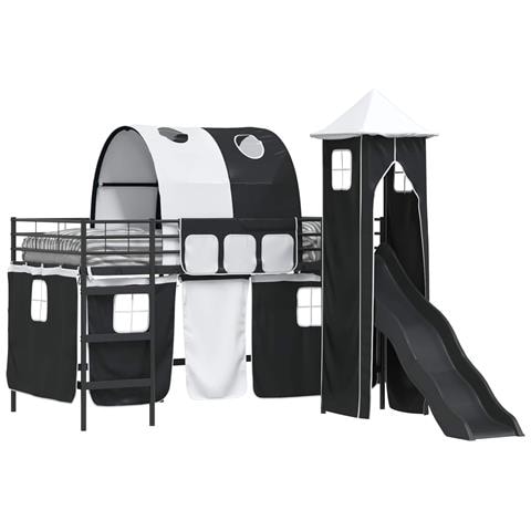 Struttura del letto loft per bambini Nero 99,5 x 200 cm Metallo - Foto 1