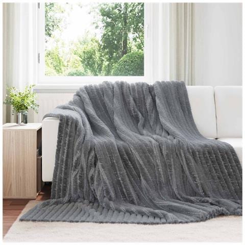Coperte da Pile 6 pcs Grigio scuro 240 x 220 cm Panno - Foto 2
