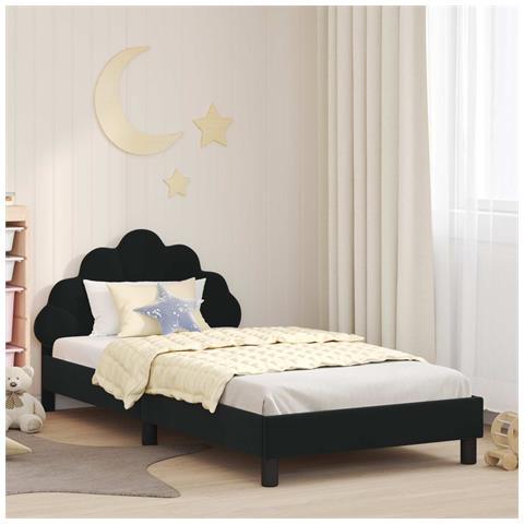 Struttura letto bambini con testata Nero 90 x 190 cm Velluto - Foto 2