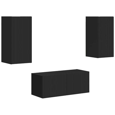 Set mobile TV Montaggio a parete 2 pcs Nero Legno multistrato - Foto 1