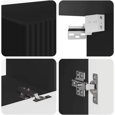 Set mobile TV Montaggio a parete 2 pcs Nero Legno multistrato - Foto 9