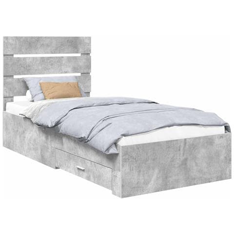 Struttura del letto con cassetto Grigio cemento 90 x 200 cm - Foto 1