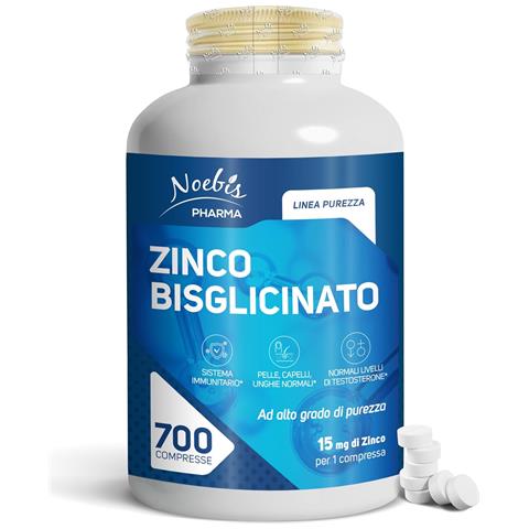 Zinco Bisglicinato 15 mg 700 Compresse - Zinco ad Alta Assorbibilità - Sistema Immunitario, Pelle, Capelli e Unghie (Confezione doppia) - Foto 1