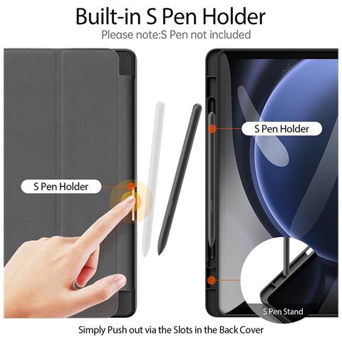 Cover per Galaxy Tab S10 Lite / S10 FE / Tab S9 FE - Pelle /PU, Nero - Foto 4
