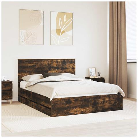 Struttura del letto con cassetto Rovere fumé 150 x 200 cm - Foto 2
