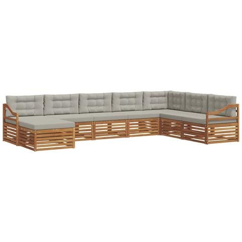 Set divani con cuscino 8 pcs Grigio Naturale e Chiaro - Foto 1