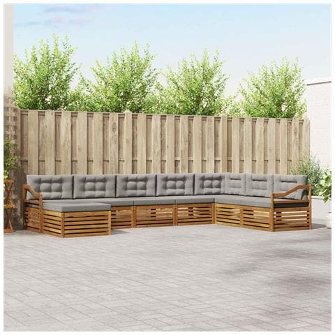 Set divani con cuscino 8 pcs Grigio Naturale e Chiaro - Foto 2
