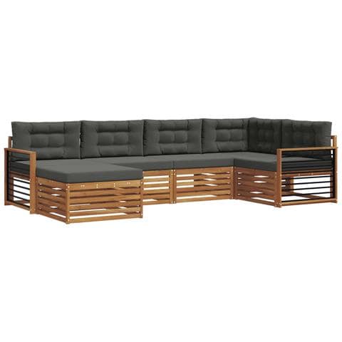 Set di divani da esterno con cuscino 6 pcs Naturale e Antracite - Foto 1