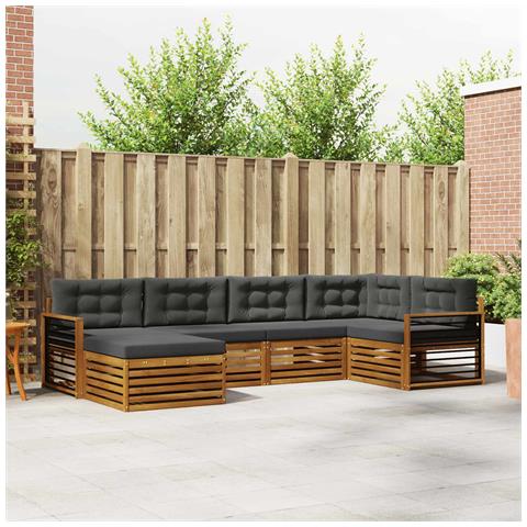 Set di divani da esterno con cuscino 6 pcs Naturale e Antracite - Foto 2