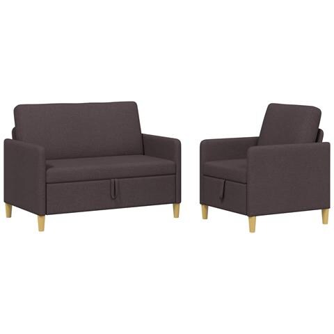 Set di Divani con Storage 2 pcs Marrone Scuro Poliestere - Foto 1