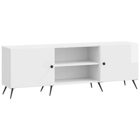 Mobile TV Bianco Lucido 150 x 31 x 50 cm Legno ingegnerizzato - Foto 1