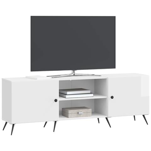 Mobile TV Bianco Lucido 150 x 31 x 50 cm Legno ingegnerizzato - Foto 2