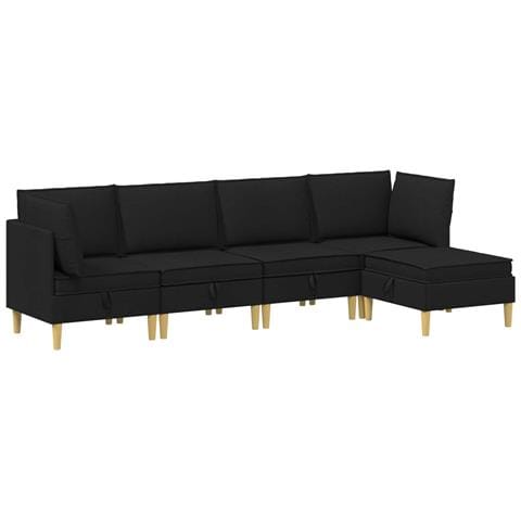 Set di divani modulari con spazio di archiviazione 5 pcs Nero - Foto 1